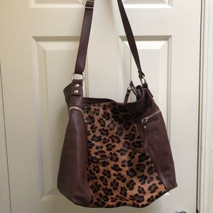 Garnet Hill Leather & Calf Hair Tote Bag